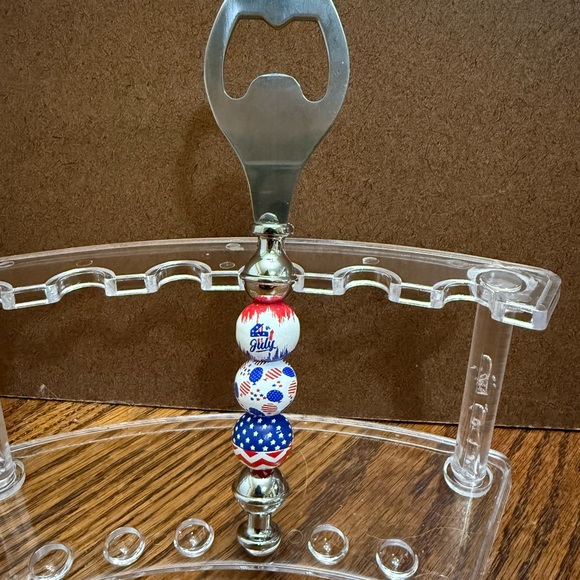 Handmade Other - Stainless steel Patriotic Bottle Opener with wood Beaded Handle